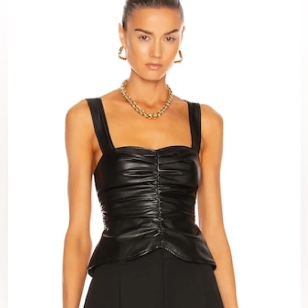 A.L.C. Lauryn II Faux-Leather Top - Picture 1 of 8